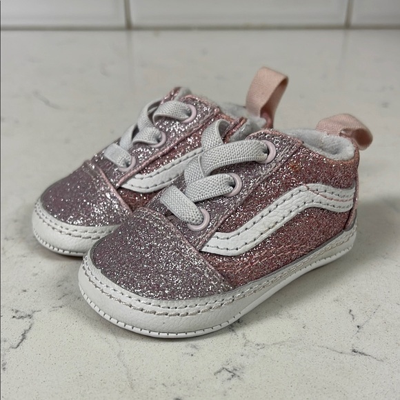 Vans Other - VANS Old Skool crib shoes Size 1 Baby Glittery Pink Kids Shoes